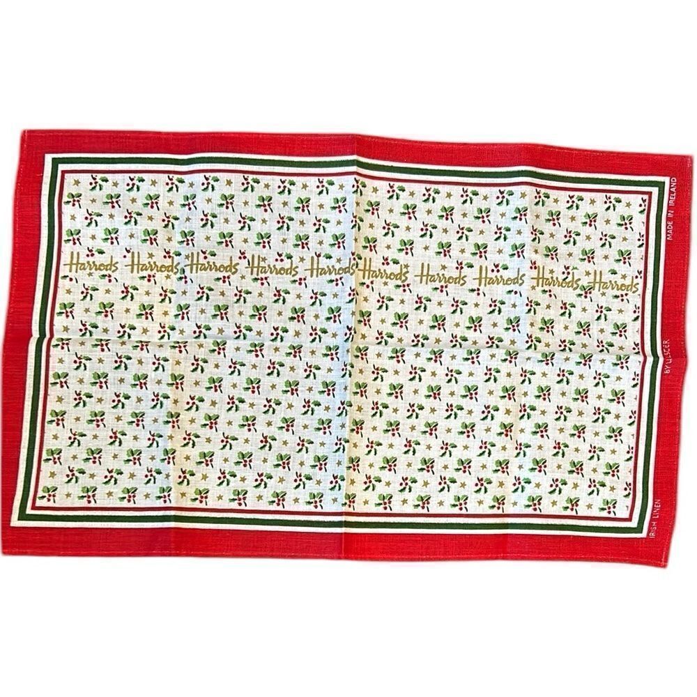 Harrod’s Christmas tea towel linen new without tags